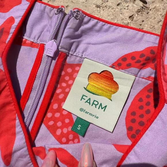 FARM Rio Purple and Red Starfish Print Midi Vacation Dress, Size Small - Picture 3 of 4